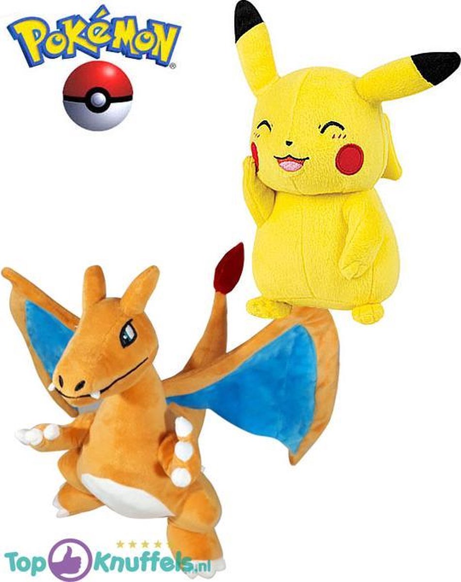 Pokemon speelgoed knuffel set Pikachu 23cm + Charizard 32cm | Pokémon Friends: Charmander Bulbasaur Eevee Charizard Squirtle Snorlax